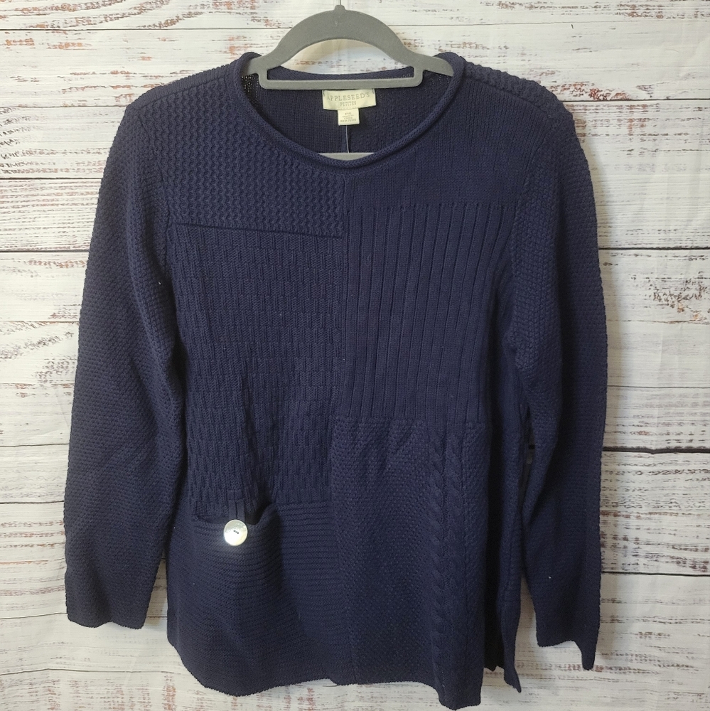 Appleseed SP Mixed Knit 100% cotton sweater NWOT